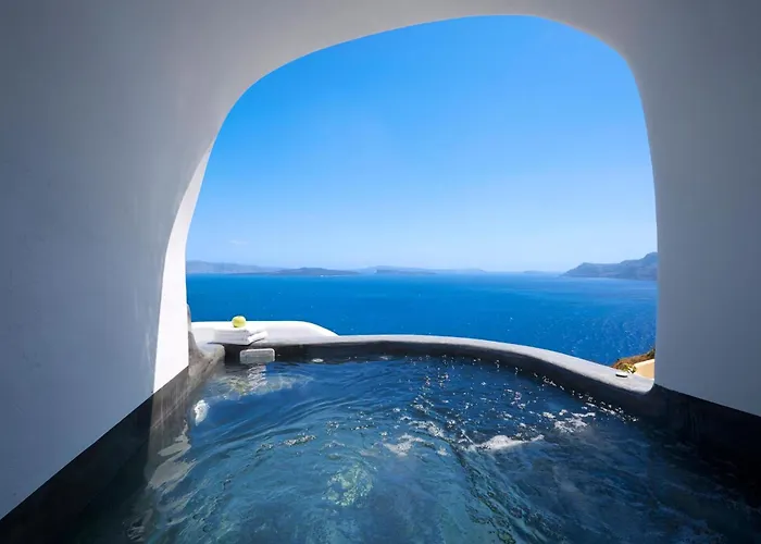 Villa Elegant Santorini House Horizon Caldera View-outdoor Hot
